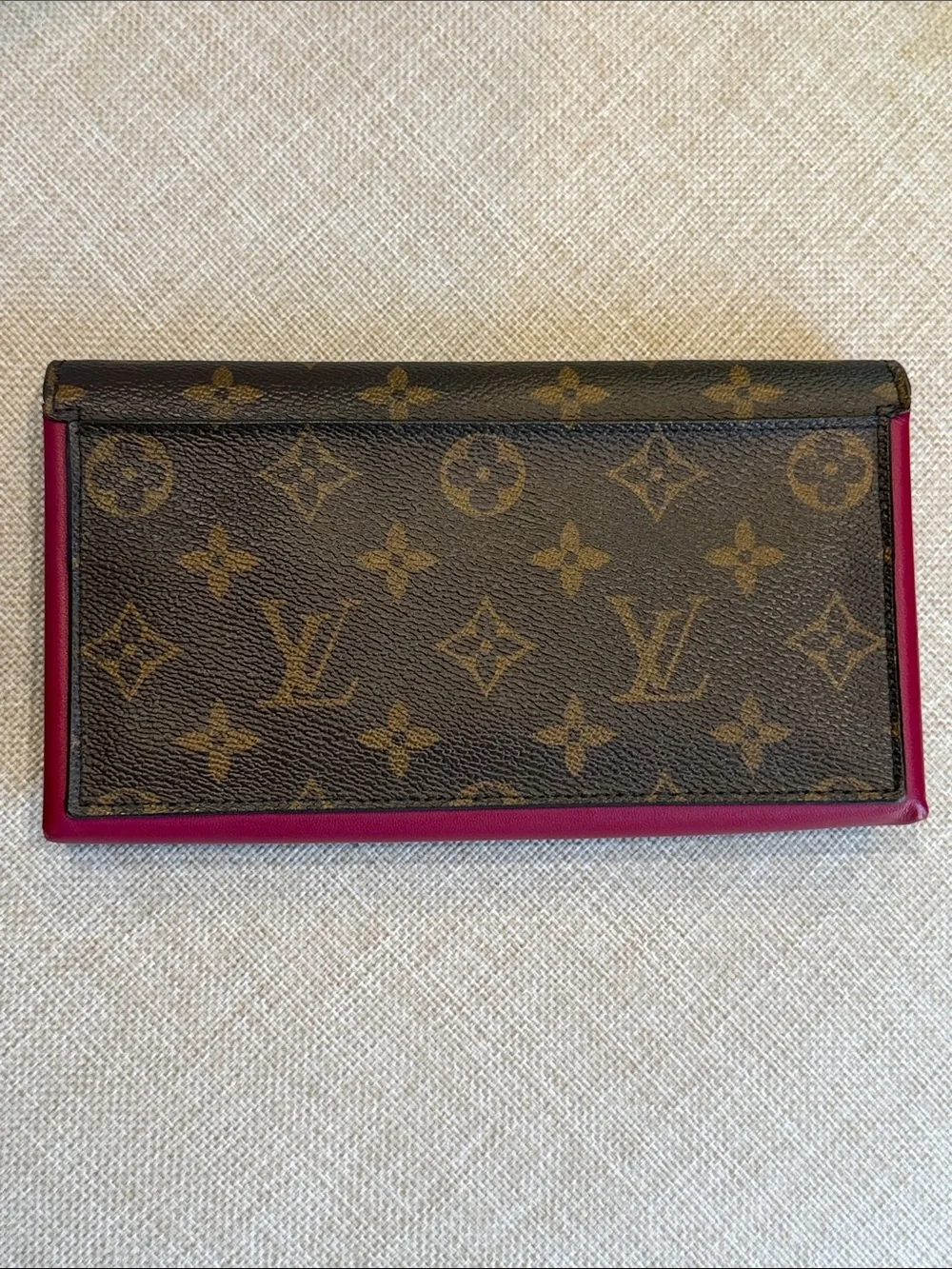 LOUIS VUITTON FLORE WALLET Fuschia Raspberry Monogram Canvas Long Wallet